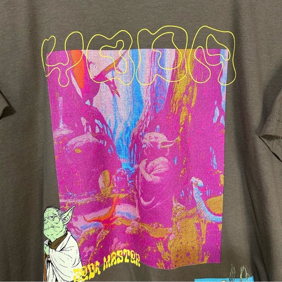 Neff Yoda Star Wars Graphic Olive Gray Color Mens Medium Short Sleeve T Shirt - Picture 6 of 11